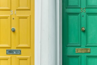 two colourful front doors